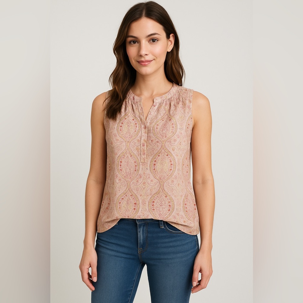 Forever New Paisley Print Blouse - Pink and Cream - M